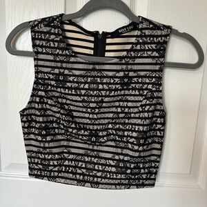 Black and Beige Backless Crop Tank Top